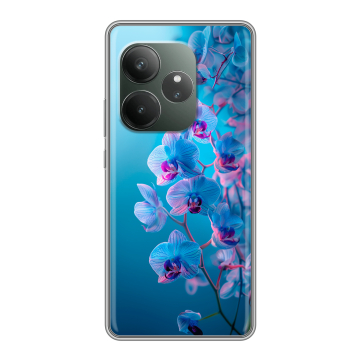 Силиконовый чехол на Realme GT Neo 6 SE с принтом голубые орхидеи