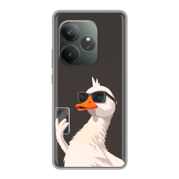 Силиконовый чехол на Realme GT Neo 6 SE с принтом утка в очках