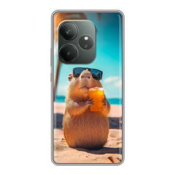 Силиконовый чехол на Realme GT Neo 6 SE с принтом Капибара
