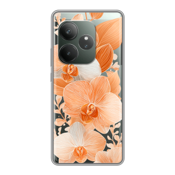 Силиконовый чехол на Realme GT Neo 6 SE с принтом Бежевые цветы