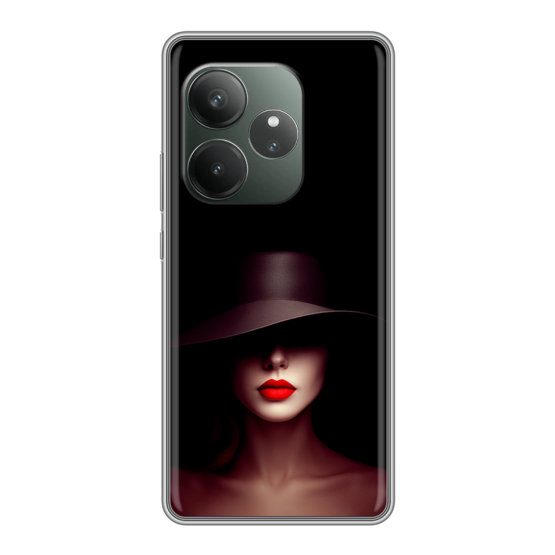 Силиконовый чехол на Realme GT Neo 6 SE с принтом Девушка в шляпе Силиконовый чехол на Realme GT Neo 6 SE с принтом Девушка в шляпе