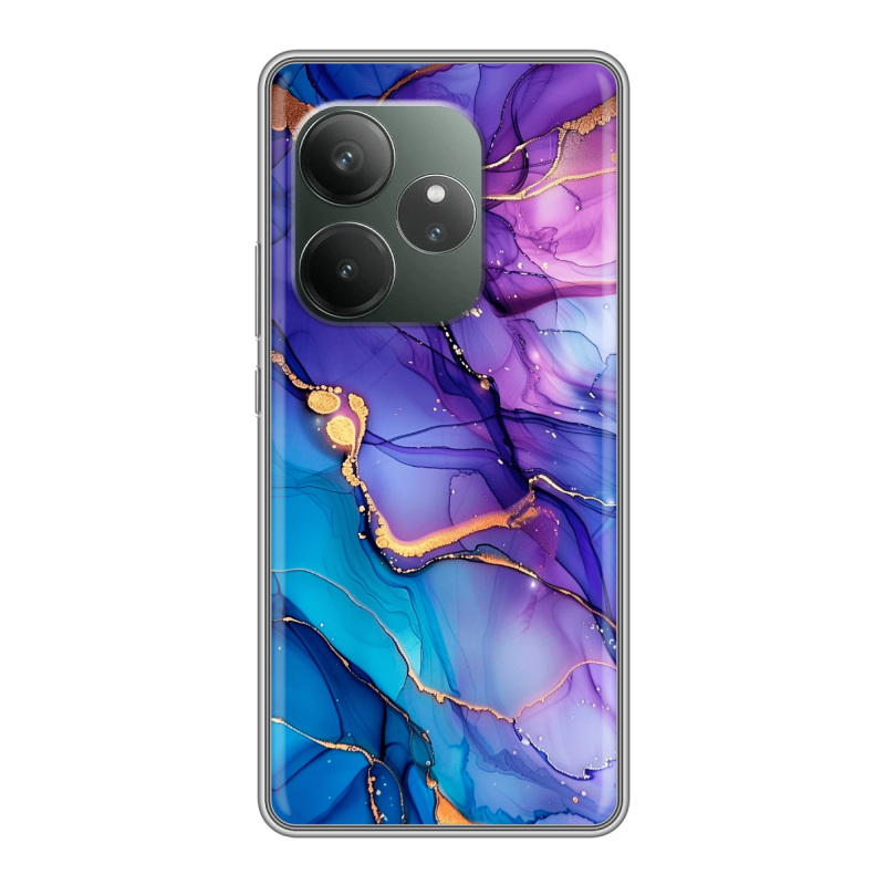 Силиконовый чехол на Realme GT Neo 6 SE с принтом синий мрамор Силиконовый чехол на Realme GT Neo 6 SE с принтом синий мрамор
