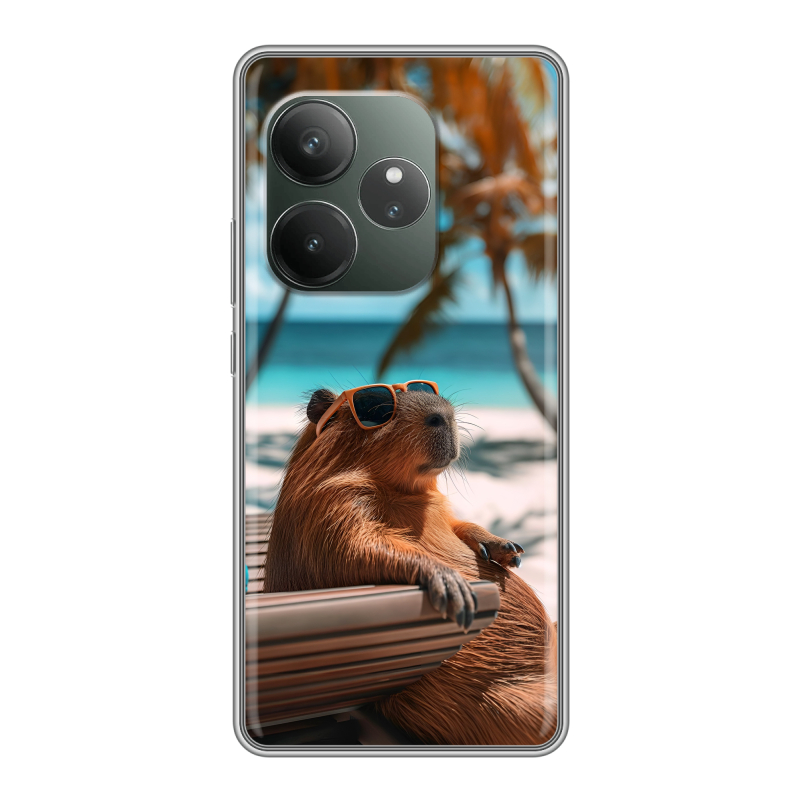 Силиконовый чехол на Realme GT Neo 6 SE с принтом Капибара Силиконовый чехол на Realme GT Neo 6 SE с принтом Капибара