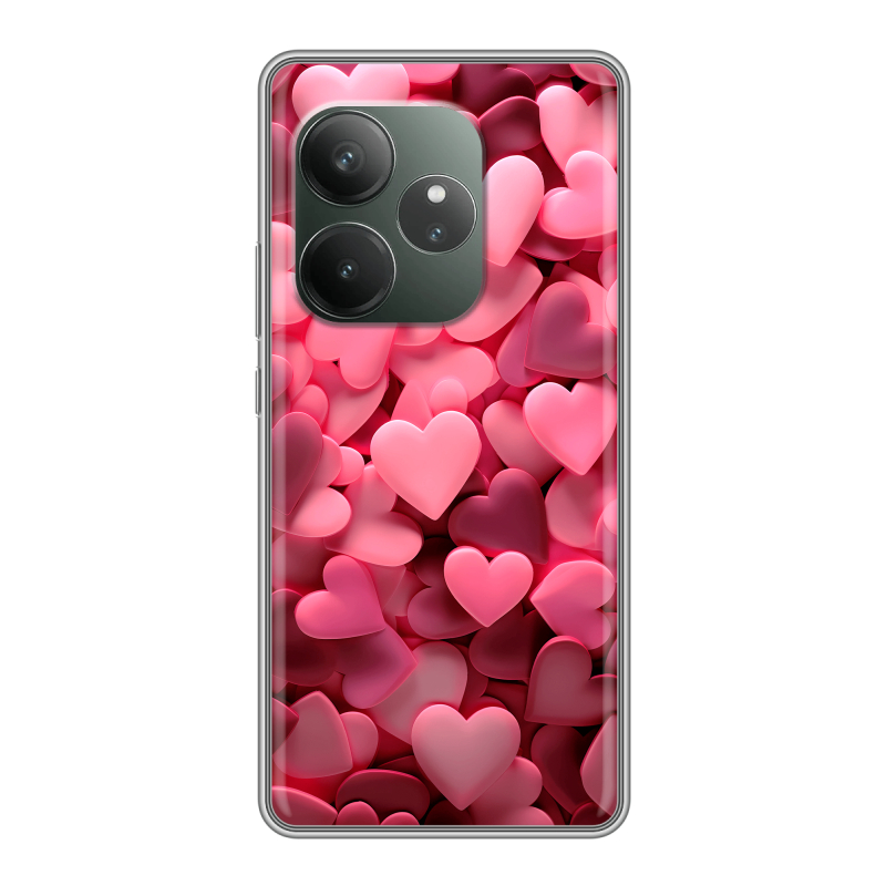 Силиконовый чехол на Realme GT Neo 6 SE с принтом розовые сердечки Силиконовый чехол на Realme GT Neo 6 SE с принтом розовые сердечки