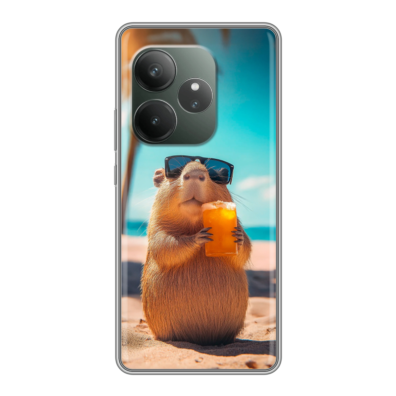 Силиконовый чехол на Realme GT Neo 6 SE с принтом Капибара Силиконовый чехол на Realme GT Neo 6 SE с принтом Капибара