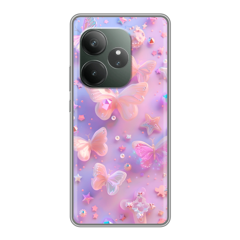Силиконовый чехол на Realme GT Neo 6 SE с принтом Бабочки Силиконовый чехол на Realme GT Neo 6 SE с принтом Бабочки