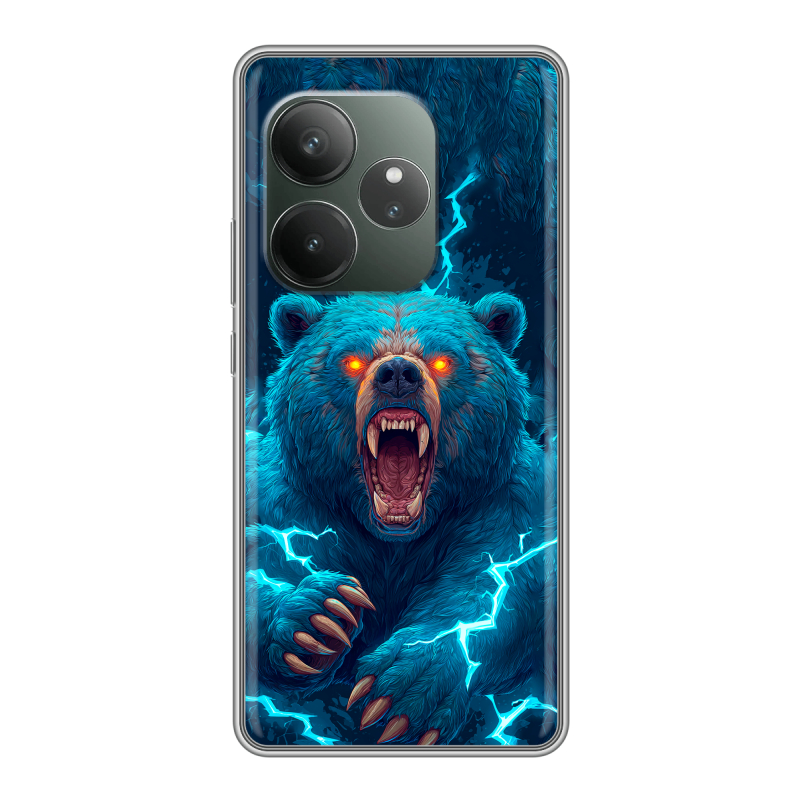 Силиконовый чехол на Realme GT Neo 6 SE с принтом Медведь Силиконовый чехол на Realme GT Neo 6 SE с принтом Медведь