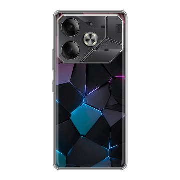 Силиконовый чехол на Tecno Pova 6 с принтом Геометрия неона