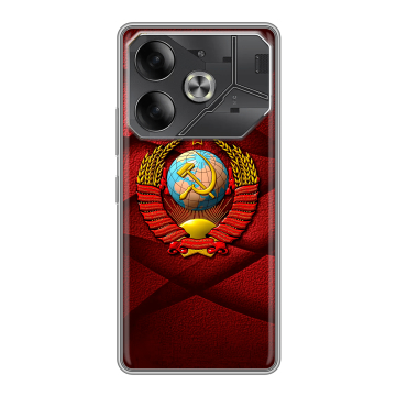 Силиконовый чехол на Tecno Pova 6 с принтом Герб СССР