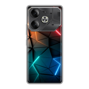 Силиконовый чехол на Tecno Pova 6 с принтом Абстракция неон