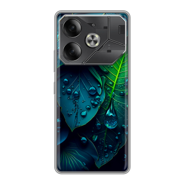Силиконовый чехол на Tecno Pova 6 с принтом Листья