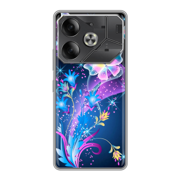Силиконовый чехол на Tecno Pova 6 с принтом Бабочки Силиконовый чехол на Tecno Pova 6 с принтом Бабочки