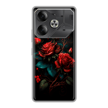 Силиконовый чехол на Tecno Pova 6 с принтом Розы красные Силиконовый чехол на Tecno Pova 6 с принтом Розы красные