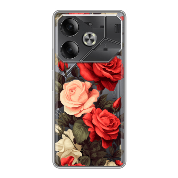 Силиконовый чехол на Tecno Pova 6 с принтом Розы