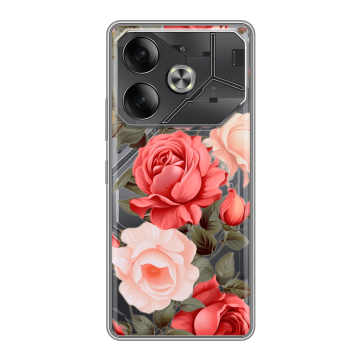 Силиконовый чехол на Tecno Pova 6 с принтом Розы