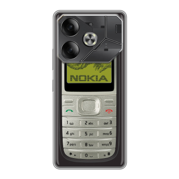 Силиконовый чехол на Tecno Pova 6 с принтом Ретро Нокия