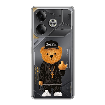Силиконовый чехол на Tecno Pova 6 с принтом Плюшевый медведь