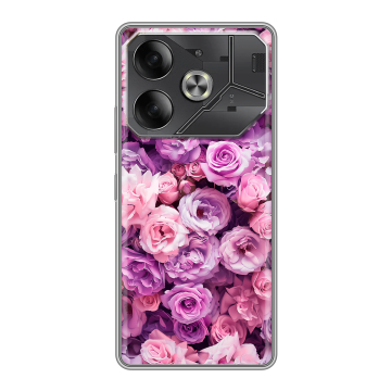 Силиконовый чехол на Tecno Pova 6 с принтом лавандовые розы