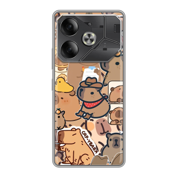 Силиконовый чехол на Tecno Pova 6 с принтом капибара Силиконовый чехол на Tecno Pova 6 с принтом капибара