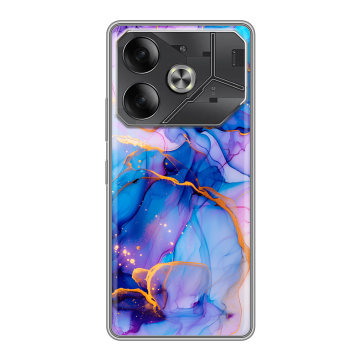 Силиконовый чехол на Tecno Pova 6 с принтом синий мрамор Силиконовый чехол на Tecno Pova 6 с принтом синий мрамор