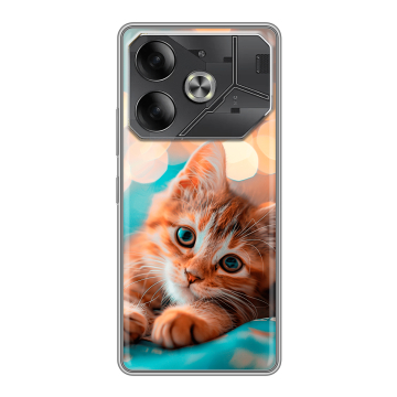 Силиконовый чехол на Tecno Pova 6 с принтом котик