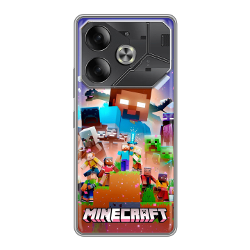 Силиконовый чехол на Tecno Pova 6 с принтом Майнкрафт Minecraft