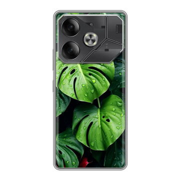 Силиконовый чехол на Tecno Pova 6 с принтом Листья