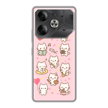 Силиконовый чехол на Tecno Pova 6 с принтом Hello Kitty Хелоу Кити
