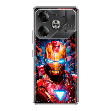 Силиконовый чехол на Tecno Pova 6 с принтом Железный человек Ironman