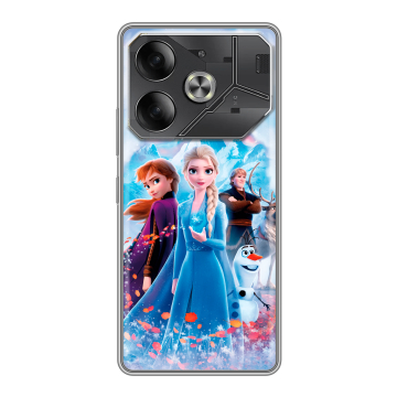 Силиконовый чехол на Tecno Pova 6 с принтом Холодное сердце Frozen Силиконовый чехол на Tecno Pova 6 с принтом Холодное сердце Frozen
