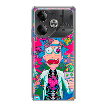 Силиконовый чехол на Tecno Pova 6 с принтом Рик и Морти Rick Morty