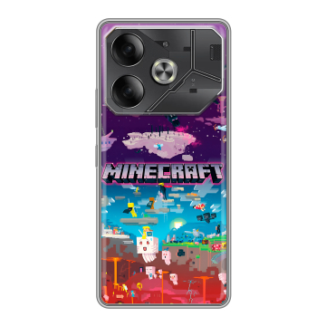Силиконовый чехол на Tecno Pova 6 с принтом Майнкрафт Minecraft