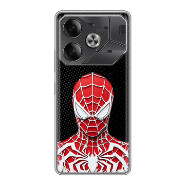 Силиконовый чехол на Tecno Pova 6 с принтом человек паук spiderman Силиконовый чехол на Tecno Pova 6 с принтом человек паук spiderman