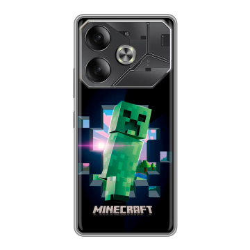 Силиконовый чехол на Tecno Pova 6 с принтом Майнкрафт Minecraft