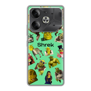 Силиконовый чехол на Tecno Pova 6 с принтом Шрек Shrek