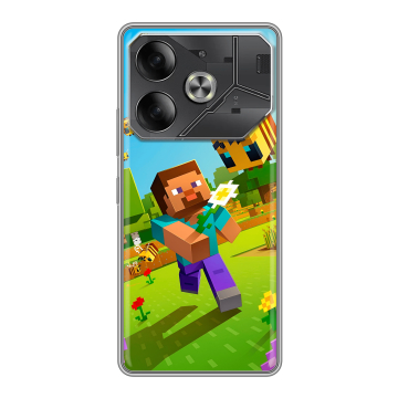 Силиконовый чехол на Tecno Pova 6 с принтом Майнкрафт Minecraft