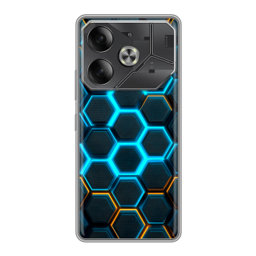 Силиконовый чехол на Tecno Pova 6 с принтом Неоновые соты