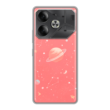 Силиконовый чехол на Tecno Pova 6 с принтом Розовый космос