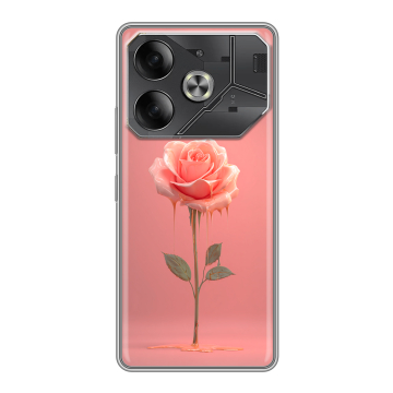 Силиконовый чехол на Tecno Pova 6 с принтом Розовая роза