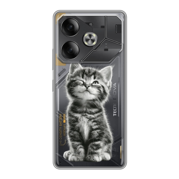 Силиконовый чехол на Tecno Pova 6 с принтом Котенок