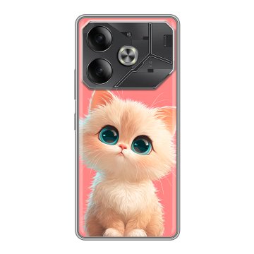 Силиконовый чехол на Tecno Pova 6 с принтом Розовый котенок