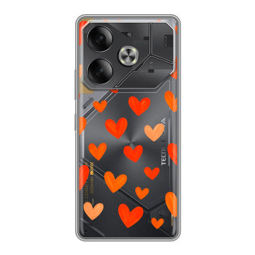 Силиконовый чехол на Tecno Pova 6 с принтом Сердечки