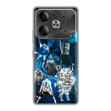 Силиконовый чехол на Tecno Pova 6 с принтом Реал Роналдо
