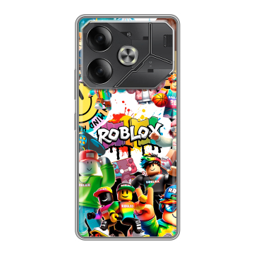 Силиконовый чехол на Tecno Pova 6 с принтом Roblox Роблокс