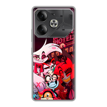 Силиконовый чехол на Tecno Pova 6 с принтом Hazbin Hotel Отель Хазбин