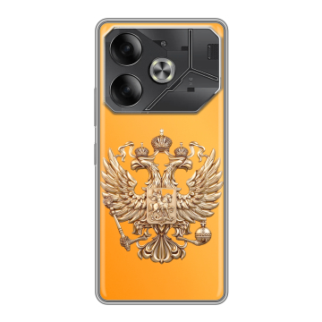 Силиконовый чехол на Tecno Pova 6 с принтом Герб Флаг России