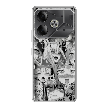 Силиконовый чехол на Tecno Pova 6 с принтом Ahegao Ахегао Аниме