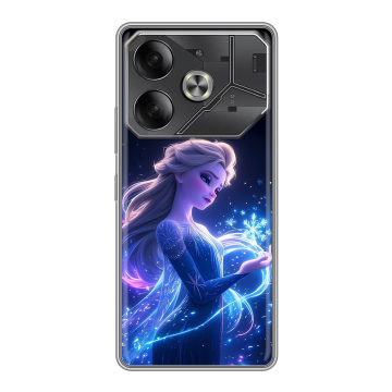 Силиконовый чехол на Tecno Pova 6 с принтом Холодное сердце Frozen