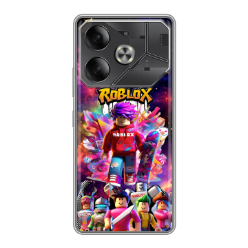 Силиконовый чехол на Tecno Pova 6 с принтом Roblox Роблокс
