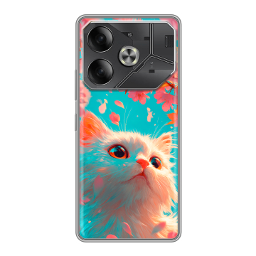 Силиконовый чехол на Tecno Pova 6 с принтом Красивый кот